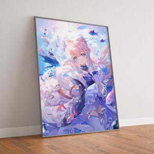 Genshin Auswirkungen Sangonomiya Kokomi Poster, hochwertige Leinwand Poster Druck, Geschenke für Freund oder Freundin, Fan-Artikel