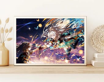 Honkai Stair Rail Firefly&Trailblazer Poster, High Quality Canvas Poster Print, Gifts for boyfriend or girlfriend, Fan merchandise