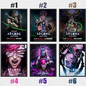 Conjunto de 24 pôsteres da temporada de Arcane League of Legends, pôster animado da 2ª temporada de Arcane, pôster de Jinx, impressão em tela, produtos para fãs