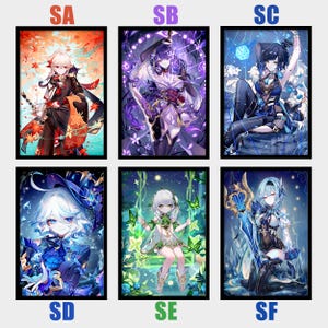 Set di 24 poster di Genshin Impact, stampa su tela, fan art di SHEYA, regalo di compleanno, gadget per fan, poster da parete del gioco, senza cornice.
