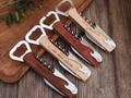 Personalized Wooden Bottle Opener, Custom Engraved Gifts for Groomsmen,  Wedding Party Gifts for Him, Wine Lovers Corkscrew