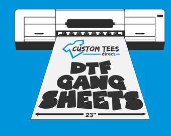 Gang Sheet Transfers, DTF Film, Custom Print Transfers - Bulk Sheets Ready to Press for Direct-to-Film Heat Transfers