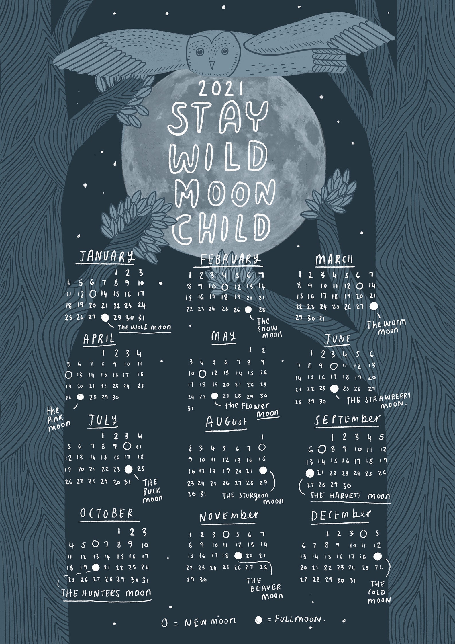 Lunar Calendar 2021 - Etsy