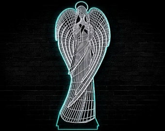 Angel Shaped Decoration Led Acrylic Lamp For Laser Cutting Optical Illusion Vector File PDF AI EPS Digital Download