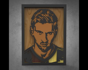 Laser Cut Files - Lionel Messi Laser Cutting - 5 Layer ai,dxf,cdr,svg,pdf