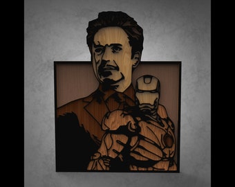 Lasergesneden bestanden - Iron Man Wall Art - 5 lagen ai,dxf,cdr,svg,pdf