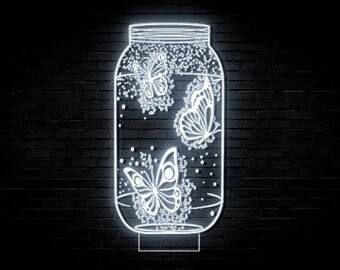 Butterfly Vase Shaped Led Acrylic Lamp for Decoration Laser Cut Optical Illusion Vector File PDF AI EPS Digital Download