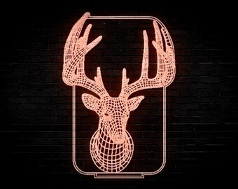 Deer Shaped Decoration Led Acrylic Lamp For Laser Cutting Optical Illusion Vector File PDF AI EPS Digital Download