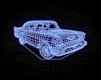 Car Shaped Decoration Led Acrylic Lamp For Laser Cutting Optical Illusion Vector File PDF AI EPS Digital Download