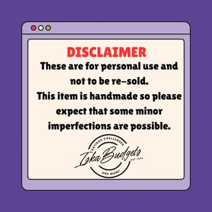 May include: A rectangular graphic with a light purple border and a cream-colored center containing the red text DISCLAIMER followed by black text stating these are for personal use and not to be re-sold, plus a logo for Izka Budgets est. 2024.