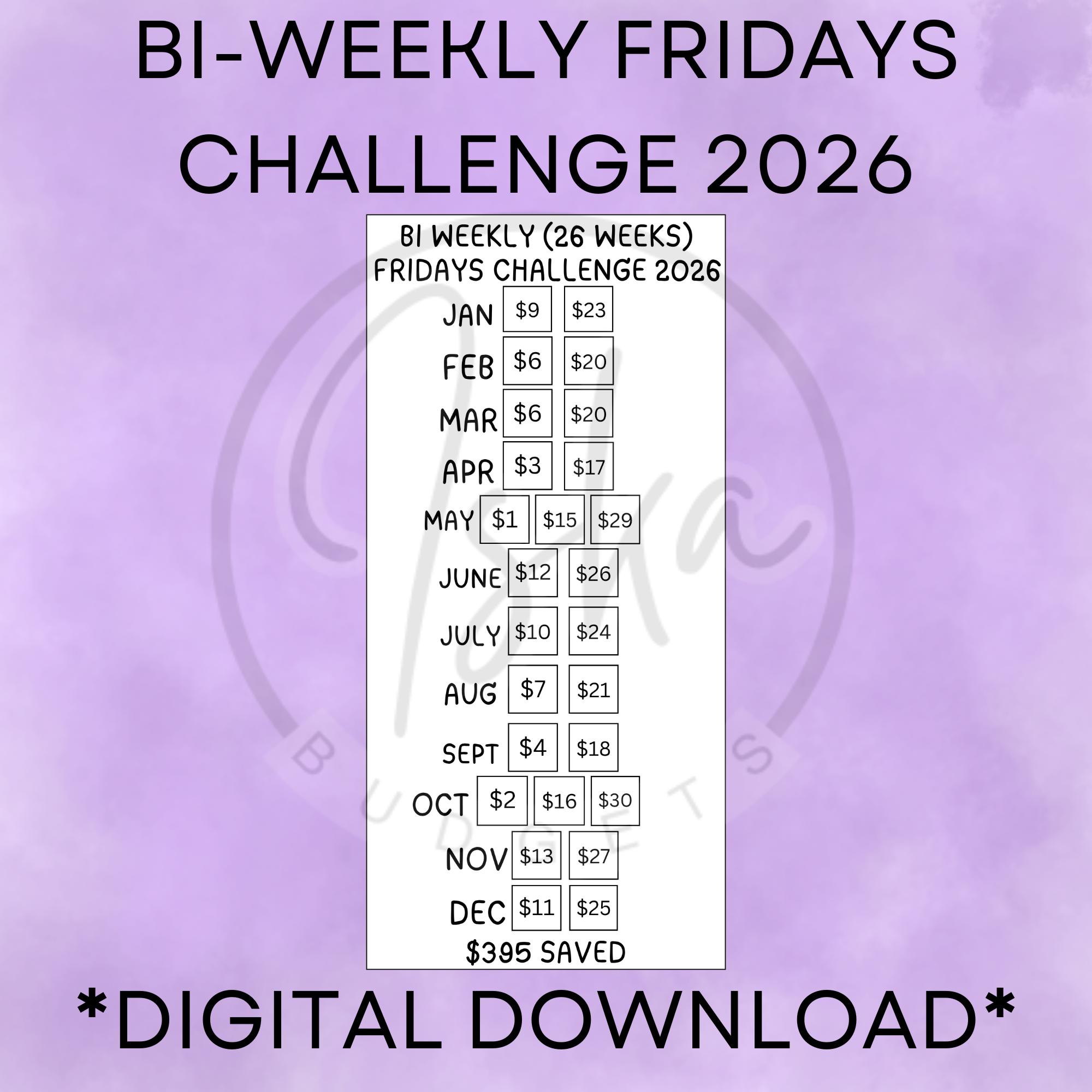 Bi Week Post Bi Weekly (26 Weeks) Fridays Challenge 2026 | Digital Download - Etsy