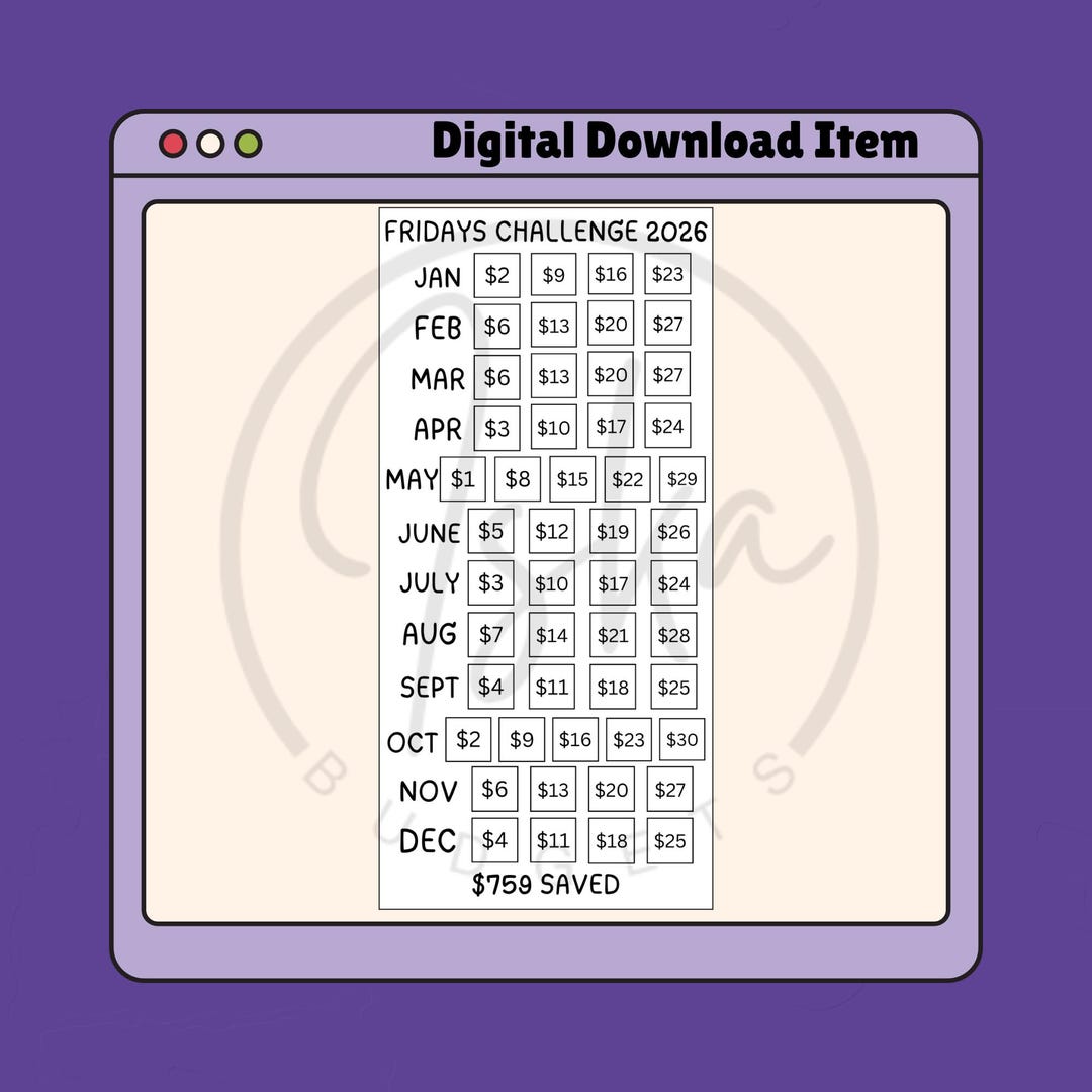 Bi Weekly (26 Weeks) Fridays Challenge 2026 | Digital Download - Etsy