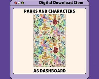 Disney-parken en -personages A6 / Persoonlijk dashboard | Budget bindmiddelinzetstukken | Digitale download