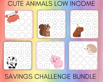 Cute Animals Low Income Savings Challenge Bundle V2 | 3inx3in | Digital Download