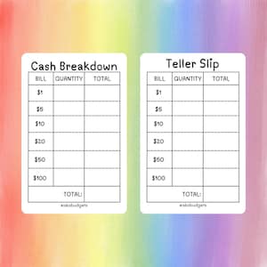 Teller Slip | Cash Breakdown | Digital Download