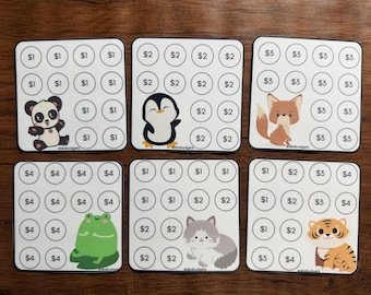 Cute Animals Low Income Savings Challenge Bundle (Set of 6) 3inx3in