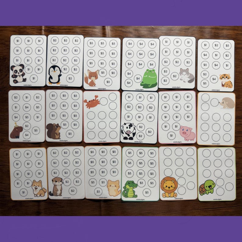 100 Envelope Challenge Savings Cards, Laminated Budget Trackers, Various Styles, Sets of 18 or 25 2.5inx3.5in image 2
