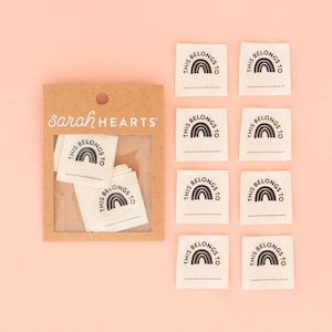This Belongs To Organic Cotton Tags - School Name Sewing Labels for Kids Clothes - 8 Pack