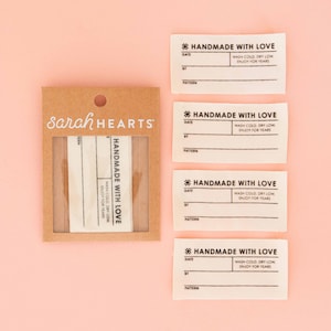 Large Write-In Quilt Labels - Organic Cotton - 4 Pack - Personalized Quilting Label - Customizable Quilt Tag - Sewing Gift