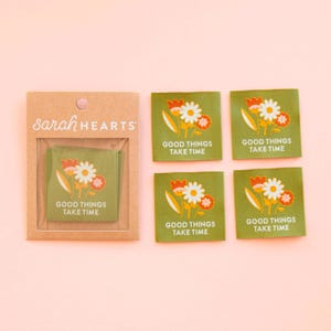 Good Things Take Time Sewing Labels - 4 Pack - Clothing and Quilt Tags