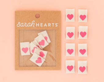 Pink Heart Sewing Labels - 8 Pack