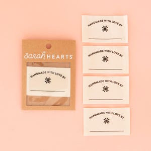 Handmade with Love Write-In Sewing Labels - 4 Pack - Quilt and Clothing Tags