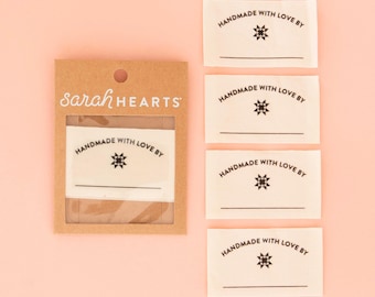 Write-In Sewing Labels - 4 Pack - Handmade with Love - Organic Cotton Labels - Quilt Labels - Knitting Labels - Clothing Label