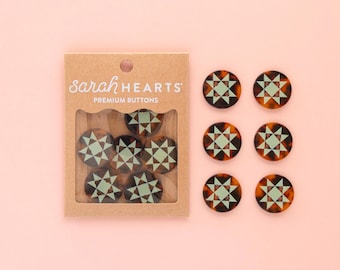 Tortoise Quilt Star Buttons - 1" (25mm) - 6 pack