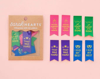 Award Ribbon Sewing Labels Multipack - 8 Pack - Funny Sew in Labels - Quilt Labels - Clothing Labels - Sewing Gift