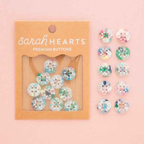 Small 5/8" / 15mm Buttons Confetti Quilt Star Buttons by Sarah Hearts