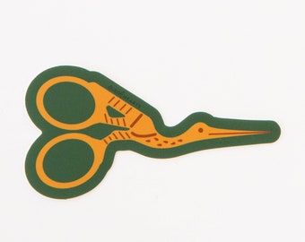 Stork Scissors Vinyl Sticker - Sewing, Quilting Gift