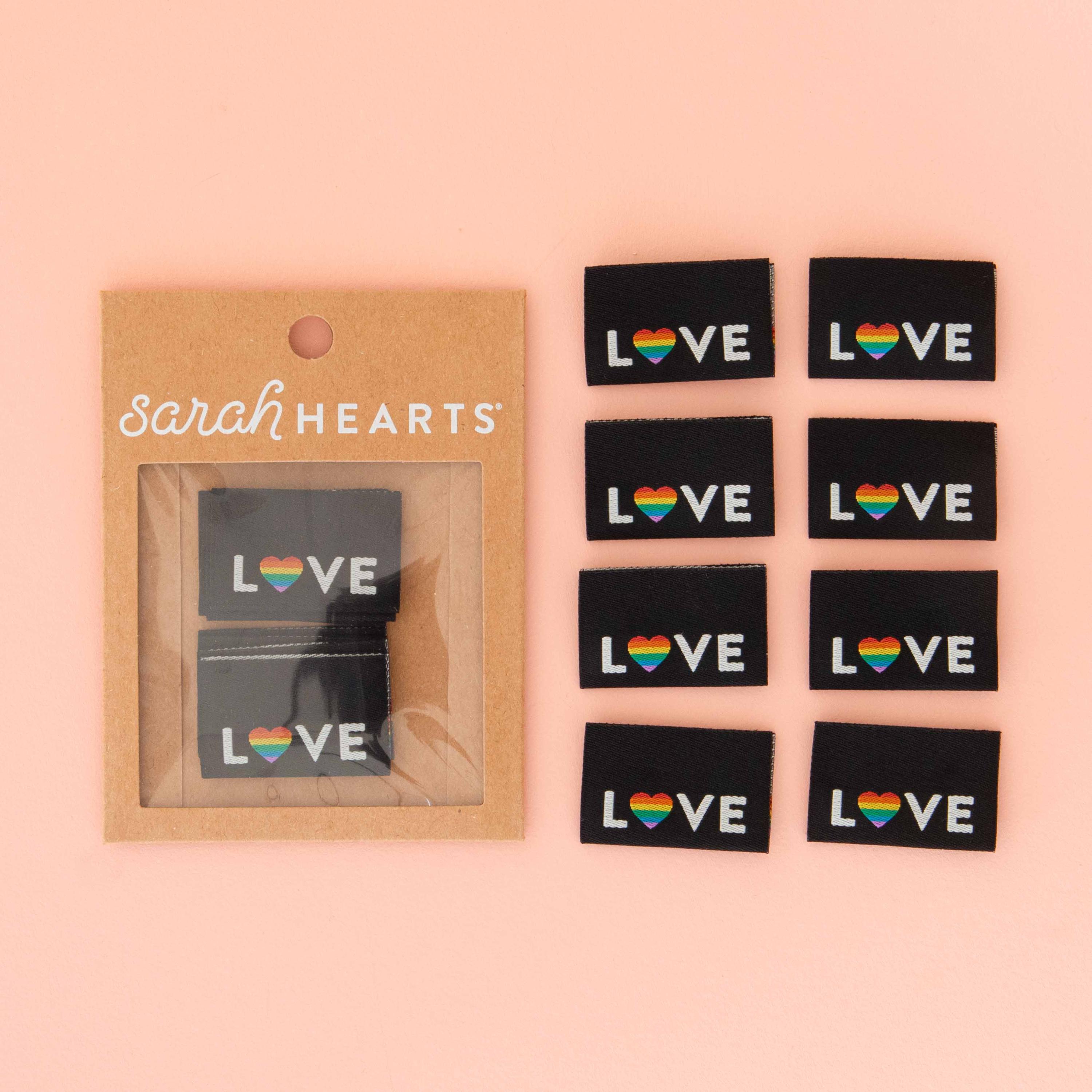 Love Pride hart geweven labels - 8 stuks - naaien geweven kledinglabels - naaicadeau