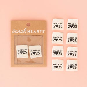Made in 2025 Organic Cotton Sewing Labels - 8 Pack - Clothing and Quilt Tags