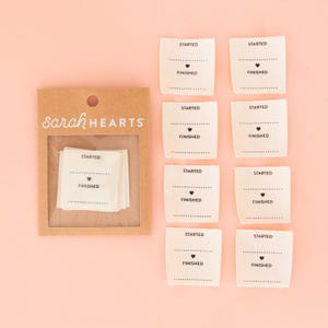 Organic Cotton Sewing Labels: Started/Finished - 8 Pack