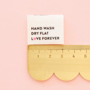 Hand Wash Dry Flat Organic Cotton Labels - 8 Pack - Knitting Labels - Crochet Tags image 3