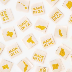 Made in My State Gold Woven Labels