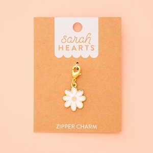 White Daisy Zipper Charm - Enamel Zipper Pull
