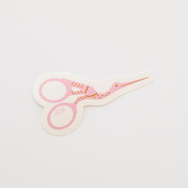 Stork Scissors Vinyl Sticker - Sewing, Quilting Gift