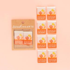 Made in the Desert - Cactus Woven Labels - 8 Pack - Sewing Woven Clothing Labels - Clothing Tag - Quilt Tag - Quilt Label - Sewing Gift