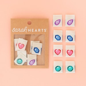 Jewels Sewing Labels Multipack - 8 Pack - Woven Clothing Labels - Quilt Labels - Sewing Gift