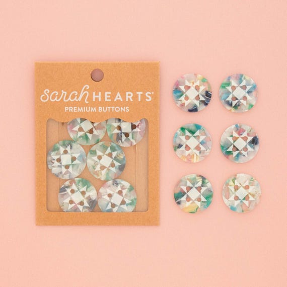 Large 1" / 25mm Buttons Confetti Quilt Star Buttons by Sarah Hearts