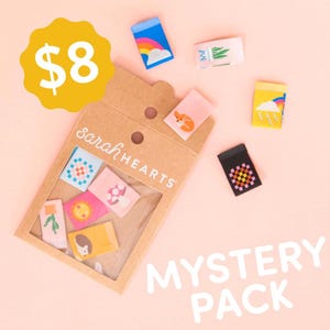 Etiquetas de costura Sarah Hearts Mystery Pack - Etiquetas para colchas - Etiquetas para ropa - Regalos de costura