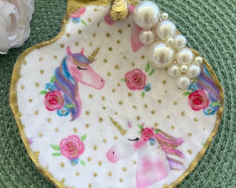 Unicorn Jewelry Dish Jewelry Holder Any Occasion Gift Jewelry Storage Catch All Dish Natural Shell Trinket Dish Home Decor