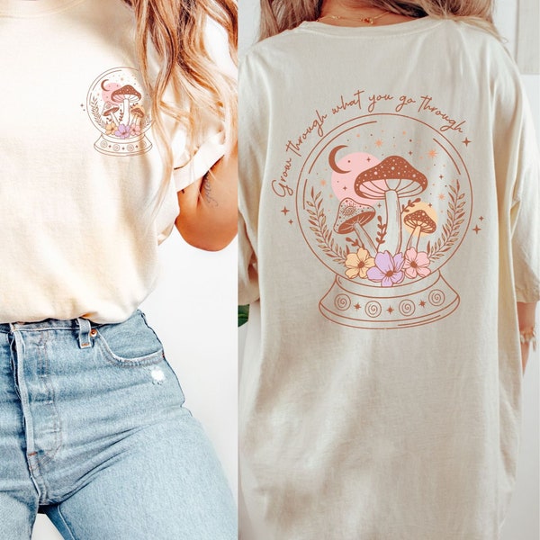 Grow Through What You go Through Shirt | Comfort Color,Mystical DesignShirt,Inspirational Shirt,Mental Health Boho Shirt,Pocket Design Shirt