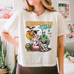 Summerween Shirt, Bride Of Frankenstein Shirt, Horror Night Shirt Spooky Shirt Trendy Shirt Oversized Tee Halloween Gift Comfort Color