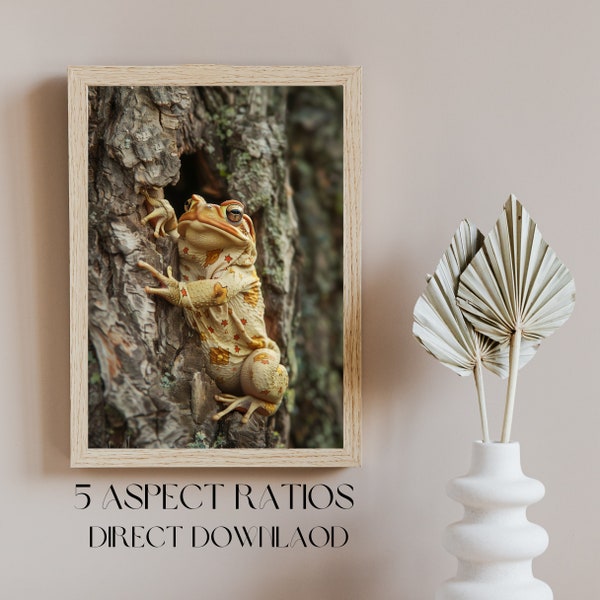 Enchanted Toad in Pyjama Fairy Tale Print Magical Wall Art Instant Download