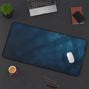 Deep Navy Watercolor Desk Mat | Large Mouse Pad Variation#1