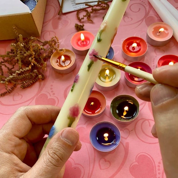 Kit de pintura de velas diy: cree sus propias velas pintadas a mano, conjunto artístico de artesanía de decoración del hogar, fabricación de velas personalizada, idea de regalo única