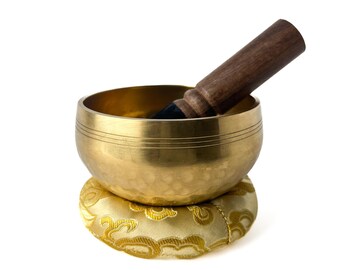 Brass Singing Bowl | Meditation Sound Bowl | Mindfulness Decor | Zen Gift Set