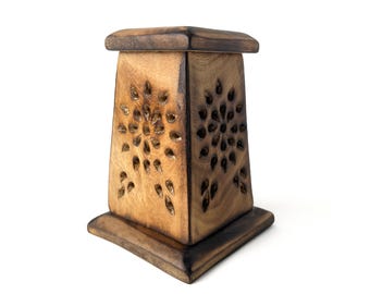 Wooden Incense Cone Tower Burner | Carved Cone Holder | Meditation Aromatherapy Gift | Boho Decor